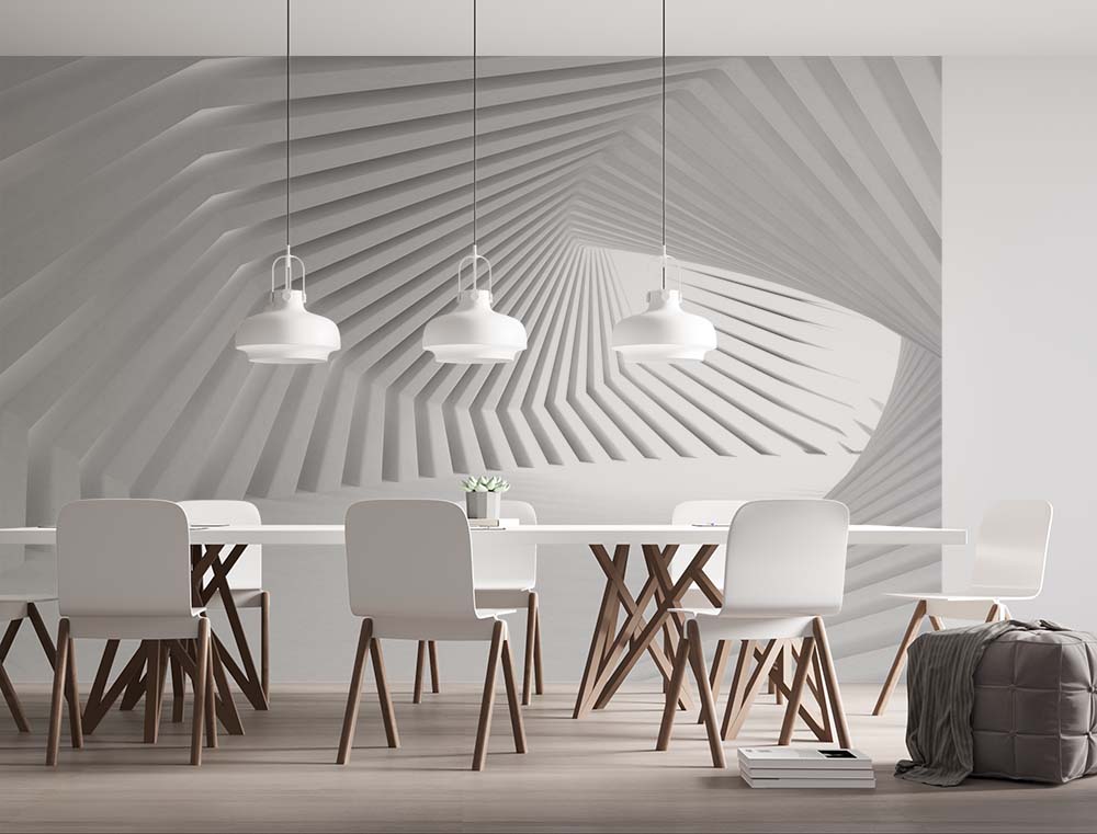 Gray White Geometric 3d Tunel Wallpaper - 2