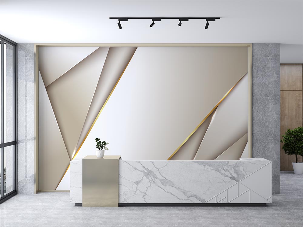 Cream Gold Geometric Patterned Wallpaper - 2