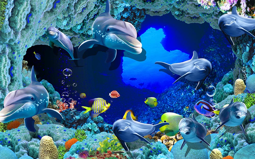 Sevimli Dolphin Baliklari 3d Wallpaper