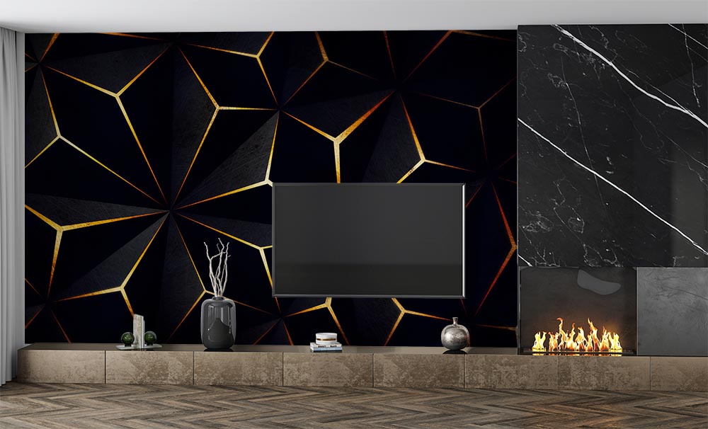 Black - Gold 3d Geometric Wallpaper - 2