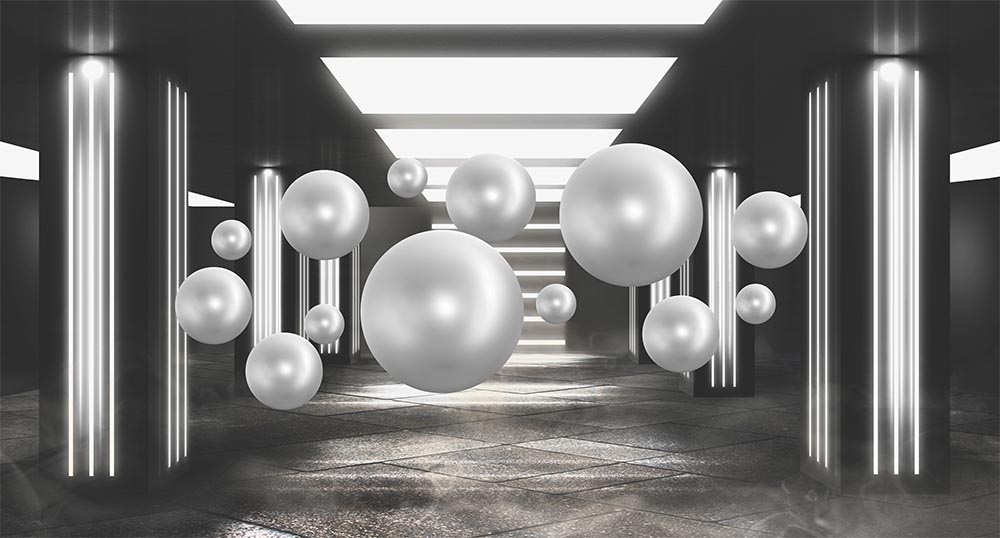 Tunel Icerisinde Isiltili Balls 3d Wallpaper