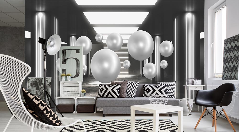 Tunel Icerisinde Isiltili Balls 3d Wallpaper - 2